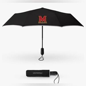 NIBWT Weatherman Umbrella 12” Long Durable Frame Fits Bag/Purse U of Maryland